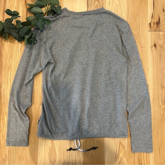 Adidas Grey and Floral Long Sleeve T Shirt With Adjustsble Hem | Women’s Size S - Picture 4 of 4